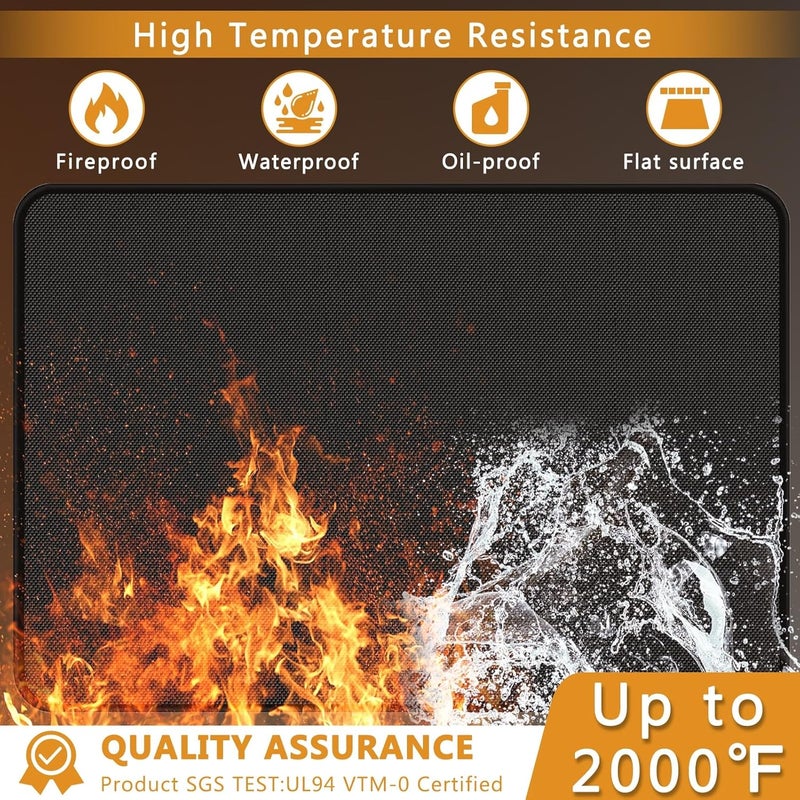 Anze Under Grill Mat for Outdoor Grill, 38 x 65 Inch Anti-Slip BBQ Floor Mats, Easy to Clean Reusable Fireproof Grill Pad, Oil-Proof Waterproof Protector for Indoor Fireplace Pit Mat - Image 3